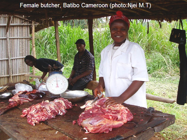 Female butcher, Batibo, Cameroon